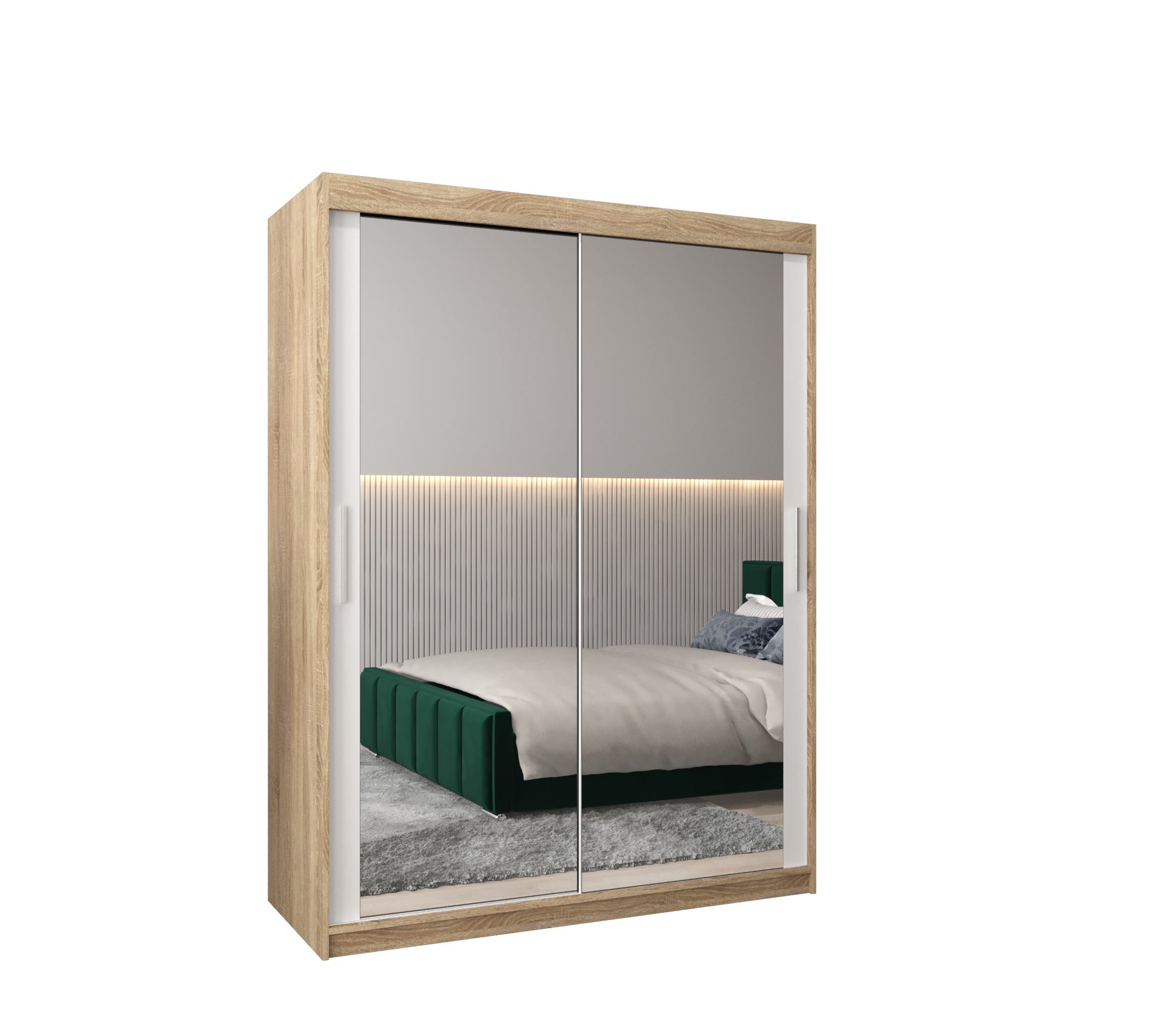 Szafa przesuwna garderoba TOKYO 3 150 x 62 x 200 cm Sonoma + Biały - Abiks Meble