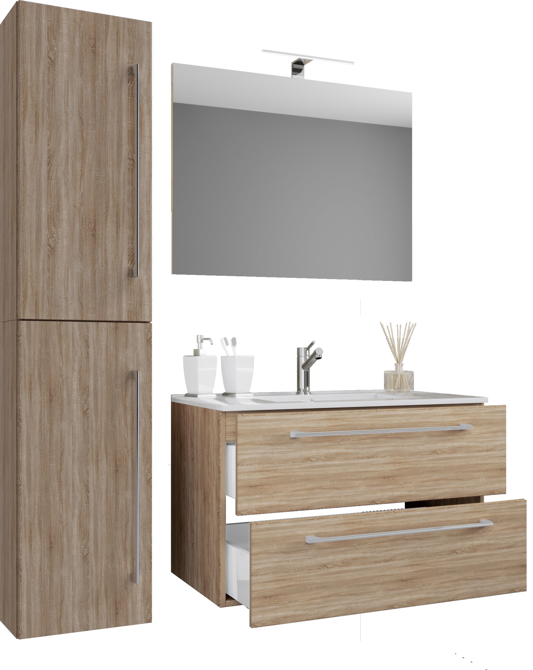 VCM umywalka do mebli łazienkowych Badinos Sonoma Oak H. 52 x B. 93 x T. 46 cm
