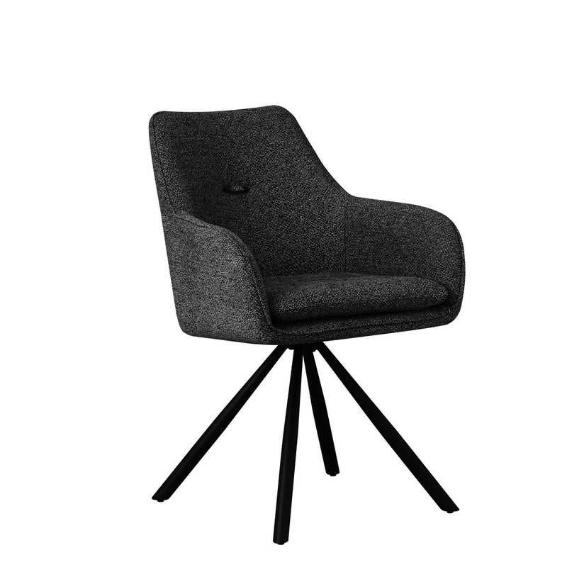 Zestaw 6 obrotowych krzeseł do jadalni z włókna syntetycznego, kolor czarny