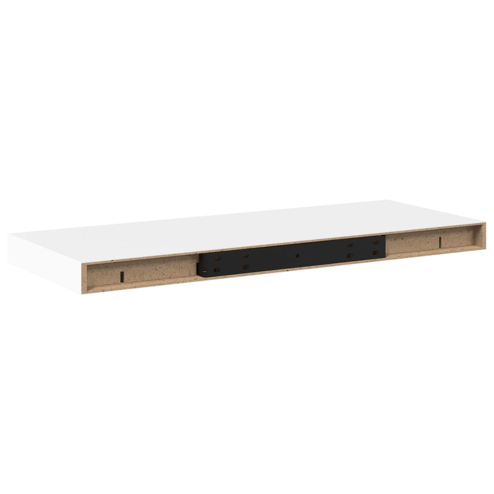 Lot de 4 étagères murales - Fixation invisible - MDF et métal - Blanc ...