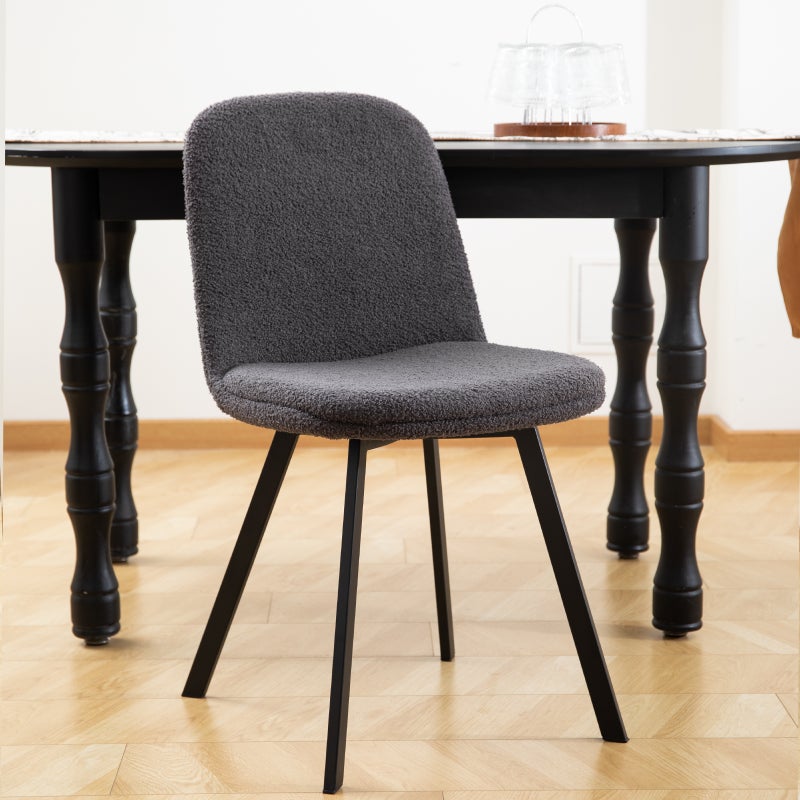 Krzesła do jadalni Teddy Fleece, zestaw 2 szt., do użytku całorocznego – 44 x 41 x 84 cm