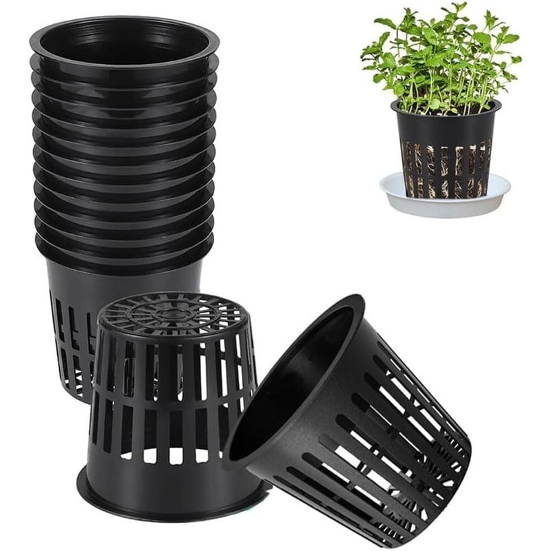 Doniczki hydroponiczne, 20 sztuk w opakowaniu, doniczki z czarnej siatki plastikowej o średnicy 8 cm, odpowiednie do uprawy hydroponicznej w ogrodzie