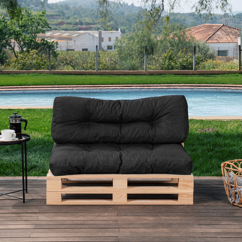 Coussins palette lot en polyester BANANAIR 120x80x15 cm noir - 2