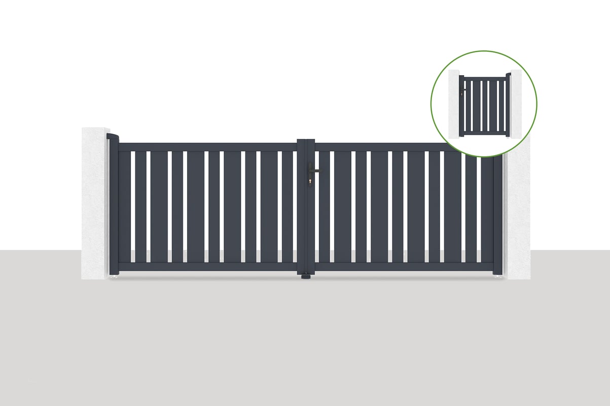 Brama skrzydłowa 3,5x1,2m VEYMONT + Brama 1m VEYMONT H.1,2m szara