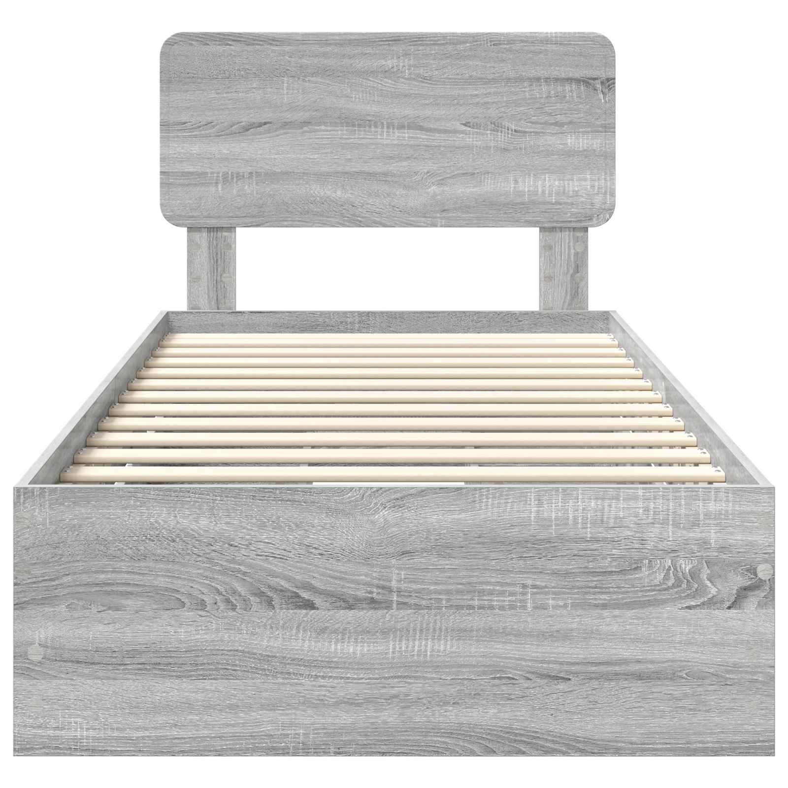 Cadre de lit en panneau de bois gris pour la chambre, 100 × 200 cm - 8