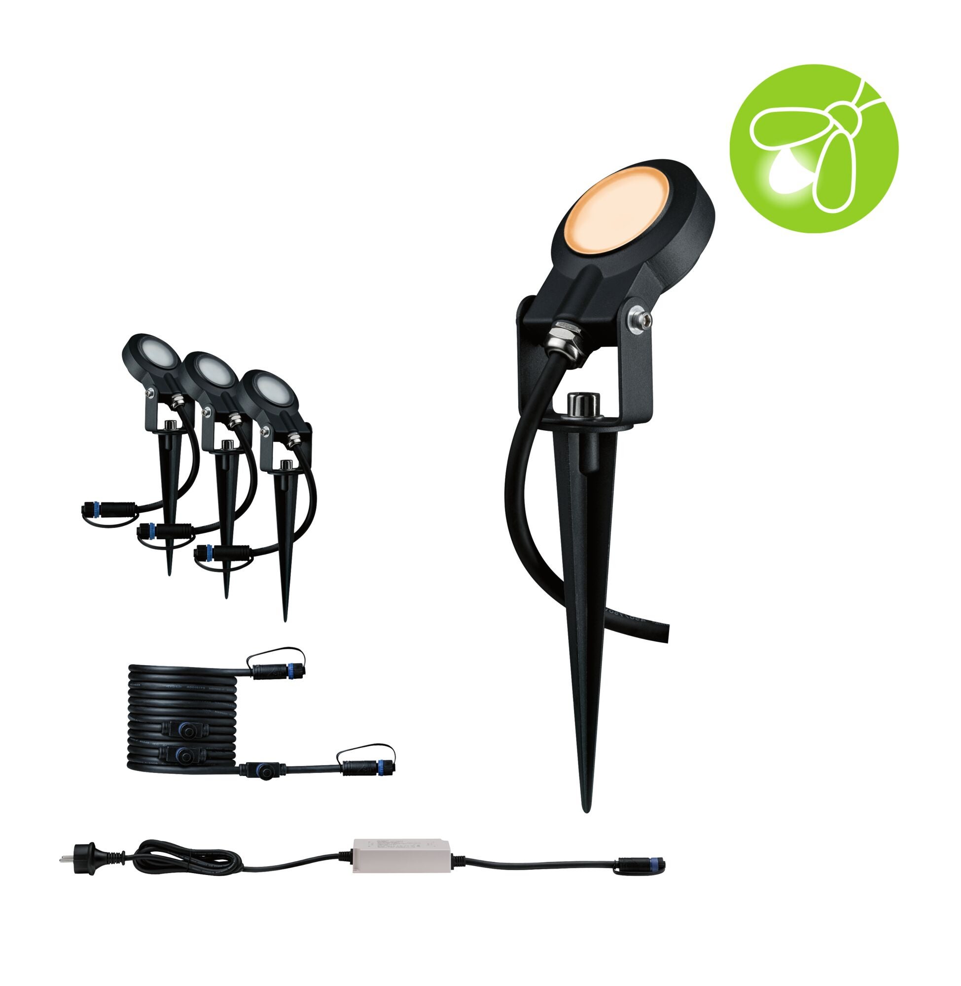 Plug & Shine Projecteur de jardin LED Sting Kit de base favorable aux insectes IP67 2200K 3x6,3W 75VA Anthracite - 2