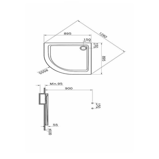 Receveur d'angle 1/4 rond Vitra ARKITEKT 5807L003M0578 90x90 cm Blanc extra plat
