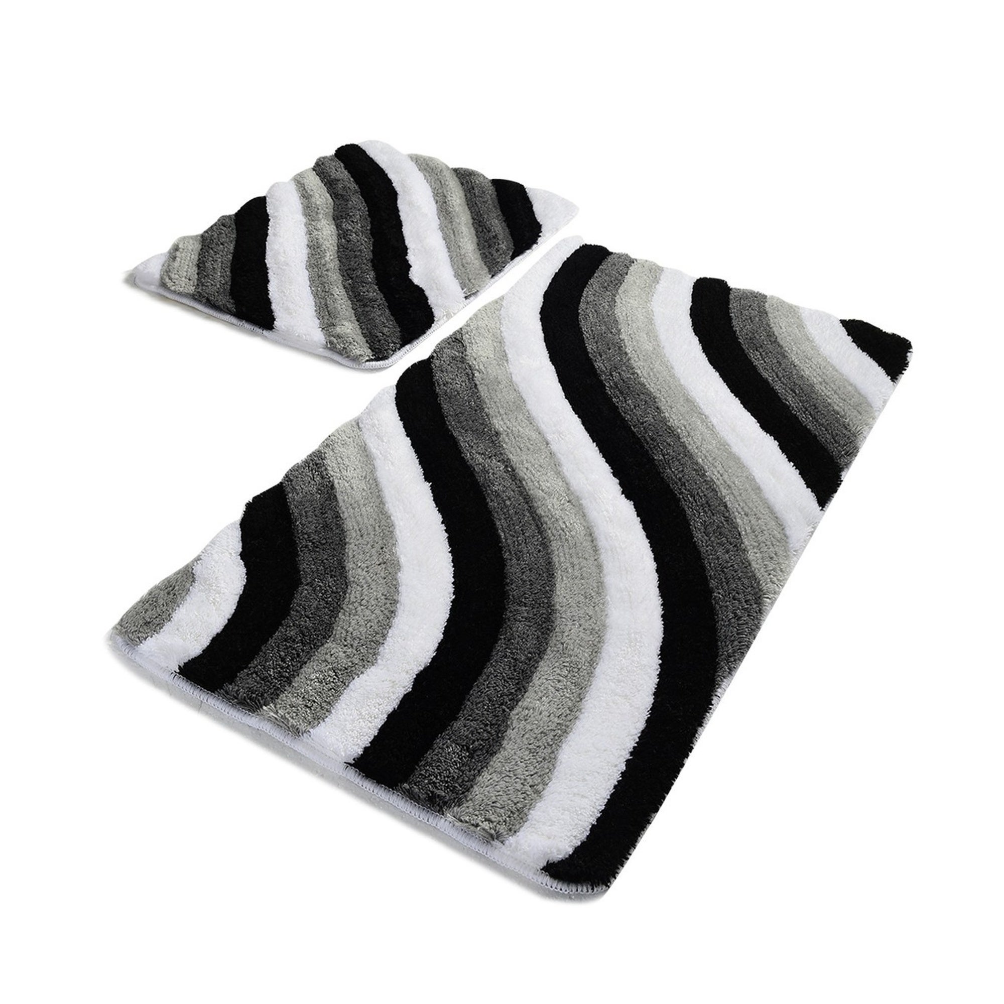 Tony's Textiles Set Di 2 Tappetini Da Bagno In 100% Cotone Ritorto – Grigio Argento, Lavabili In Lavatrice, Tappeto Bagno 50x80 Cm + Tappeto Sanitari 50x50 Cm