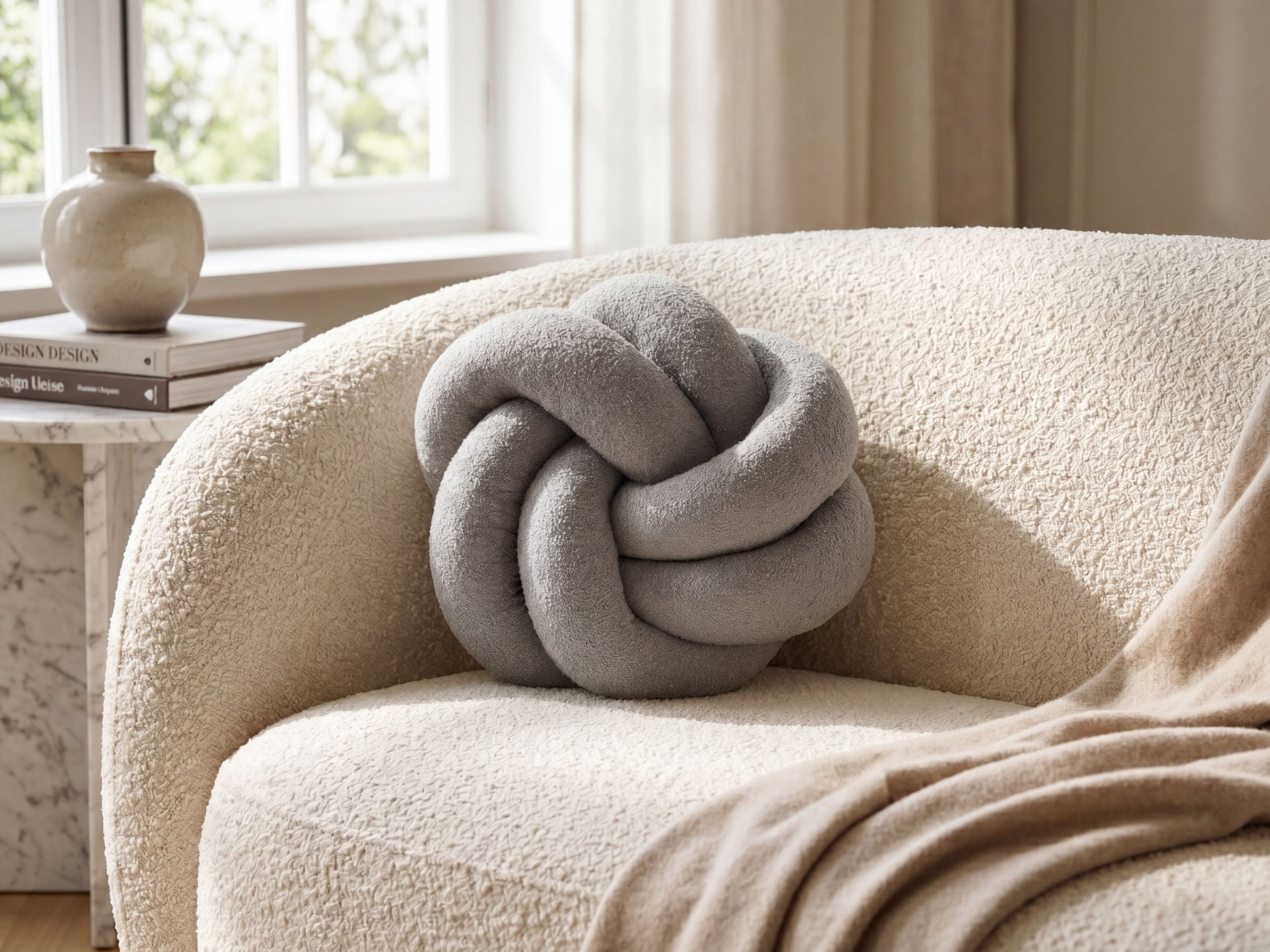 Pernă decorativă ANGELONIA Boucle 45 x 45 cm Gri Uni