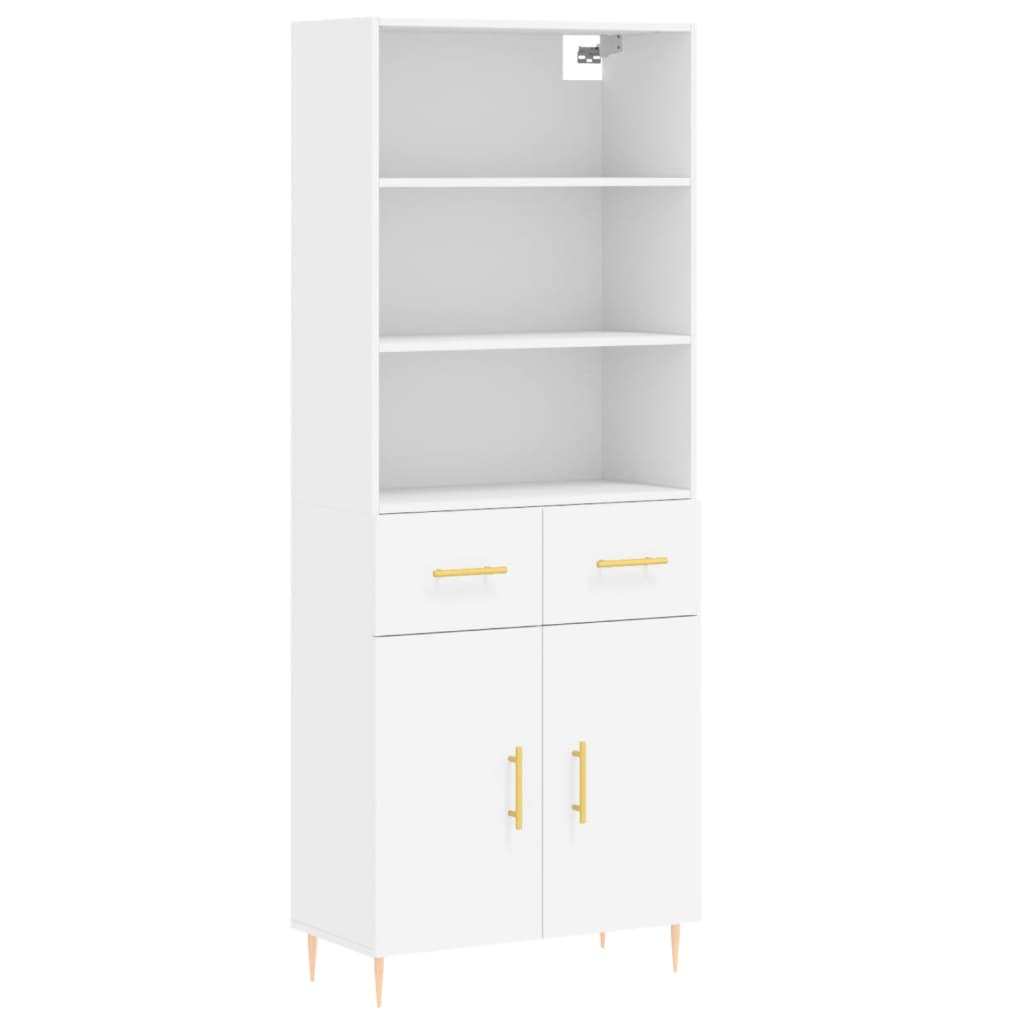 Buffet haut Blanc 69,5x34x180 cm Bois d'ingénierie - 2