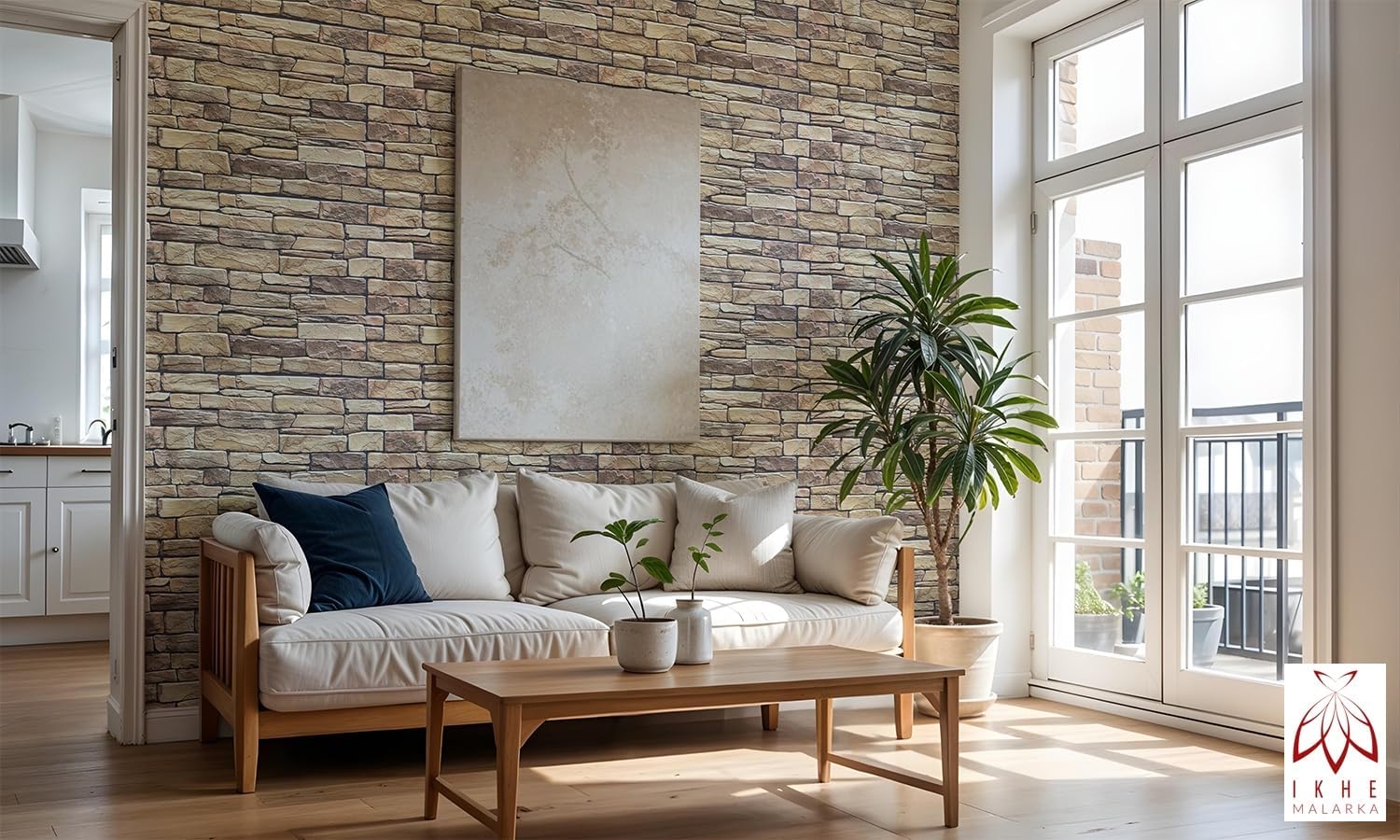Panneaux Muraux 3D Aspect Pierre – 20 Pièces (10 M²) – Polystyrène Beige