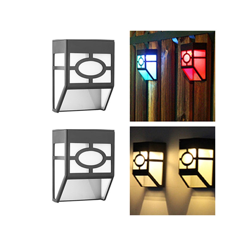 Zewnętrzne lampy solarne na patio, lampki LED na ogrodzenie, solarne lampki dekoracyjne, ciepłe światło + kolorowe światło, 2 sztuki