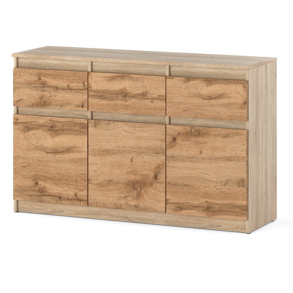 Komoda do sypialni salonu 120cm oleksa 3 szuflady szafka dąb sonoma wotan