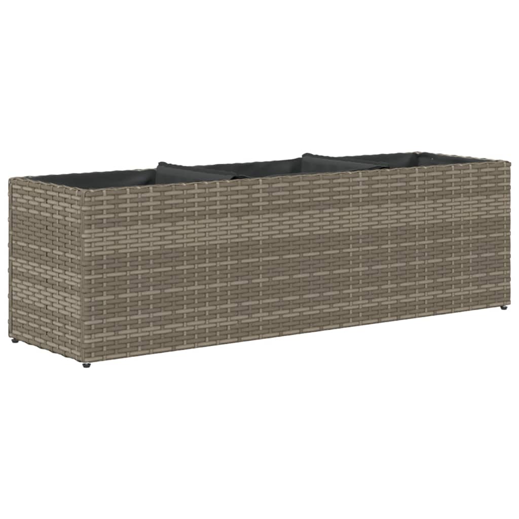 Jardinière bac lit surélevé plantes fleurs terrasse jardin avec 3 pots 105 x 30 x 32 cm résine tressée gris 02_0038085 - 4