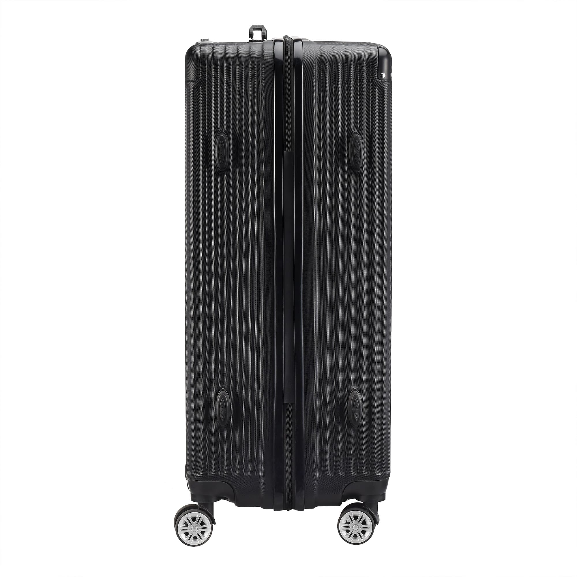 Ensemble de 3 valises extensibles classiques noires - Roues doubles pour plus de stabilité et de sécurité avec serrure TSA (20