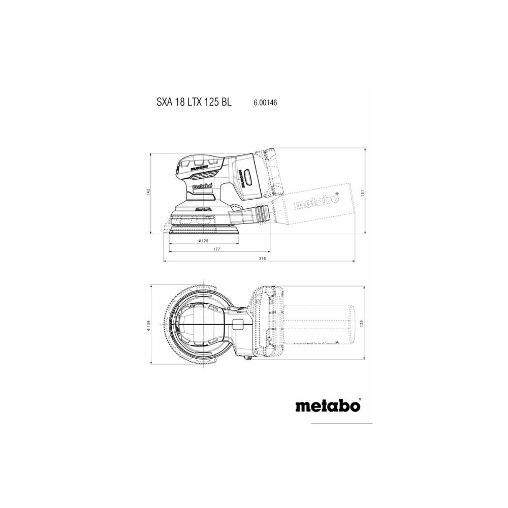 Ponceuse excentrique 18V Ø125 mm (Produit seul) SXA 18 LTX 125 BL avec accessoires dans metabox - METABO 691200000 - 3