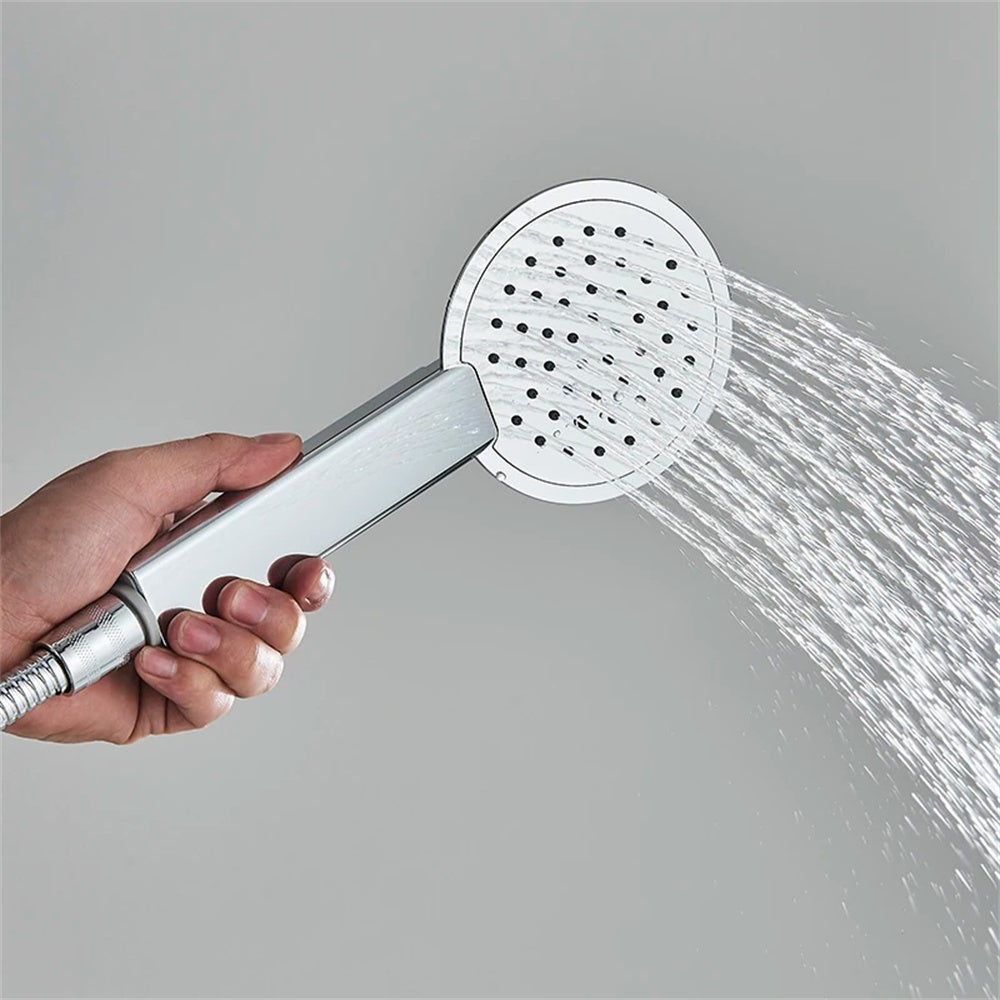 Panneau de douche argenté grand écran, pommeau de douche cascade, mitigeur à jet de massage, robinet de douche de salle de bain - 6