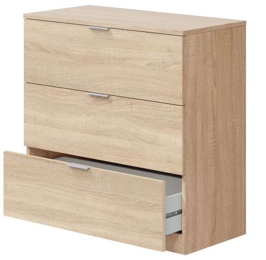 Low Cost Commode 3 Tiroirs Chêne Canadien 77 x 80 x 38 cm - 2