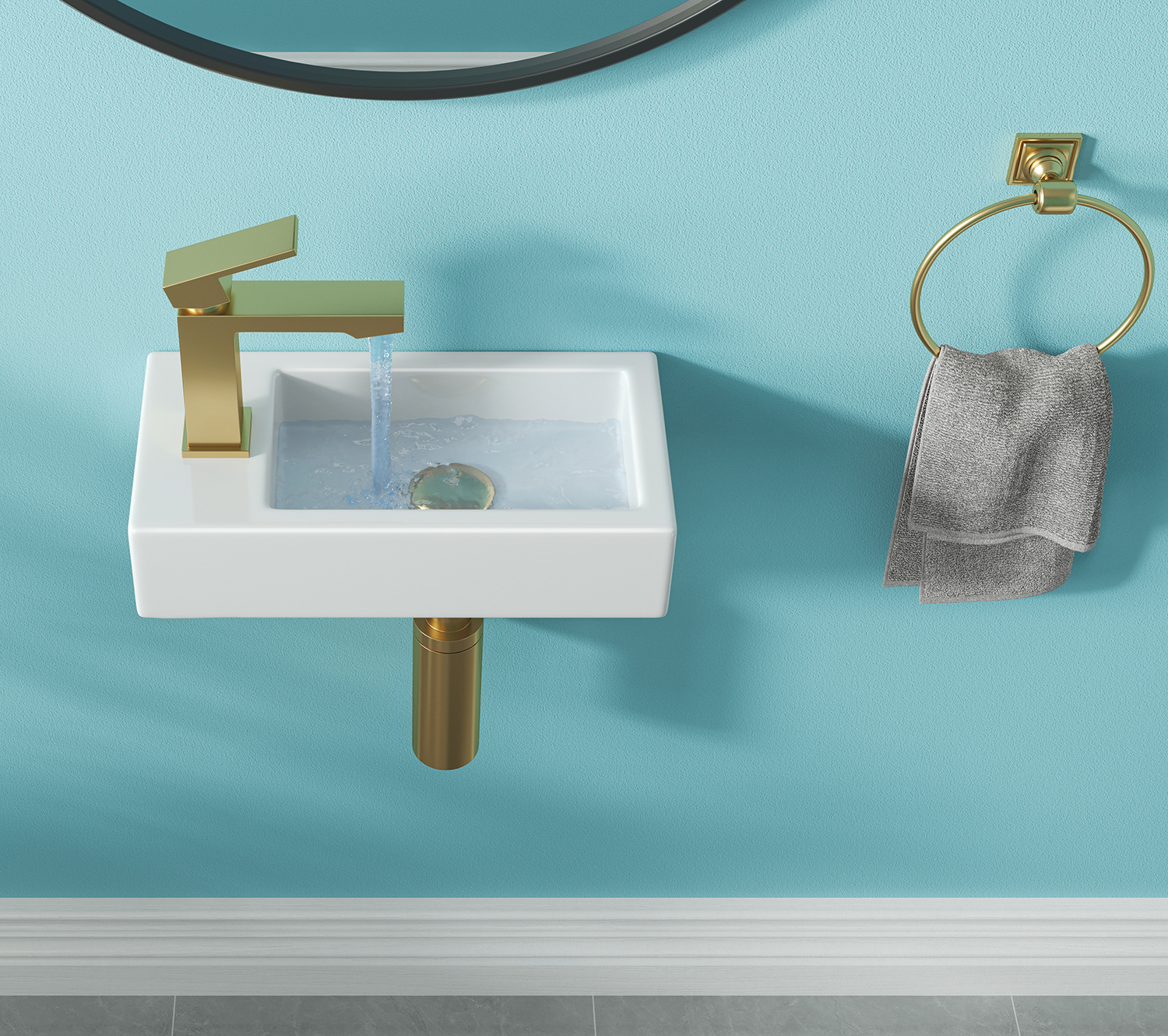 Lavabo De Pared HOROW Blanco | Cerámica Rectangular 46 X 30 Cm | Sin Rebosadero | Para Baños Pequeños O De Invitados