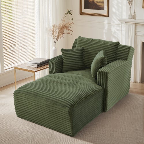 Canapé lit 3 en 1 méridienne et inclinable, velours côtelé confortable - Prêt à l'emploi, idéal petit espace - Couleur - vert - 7