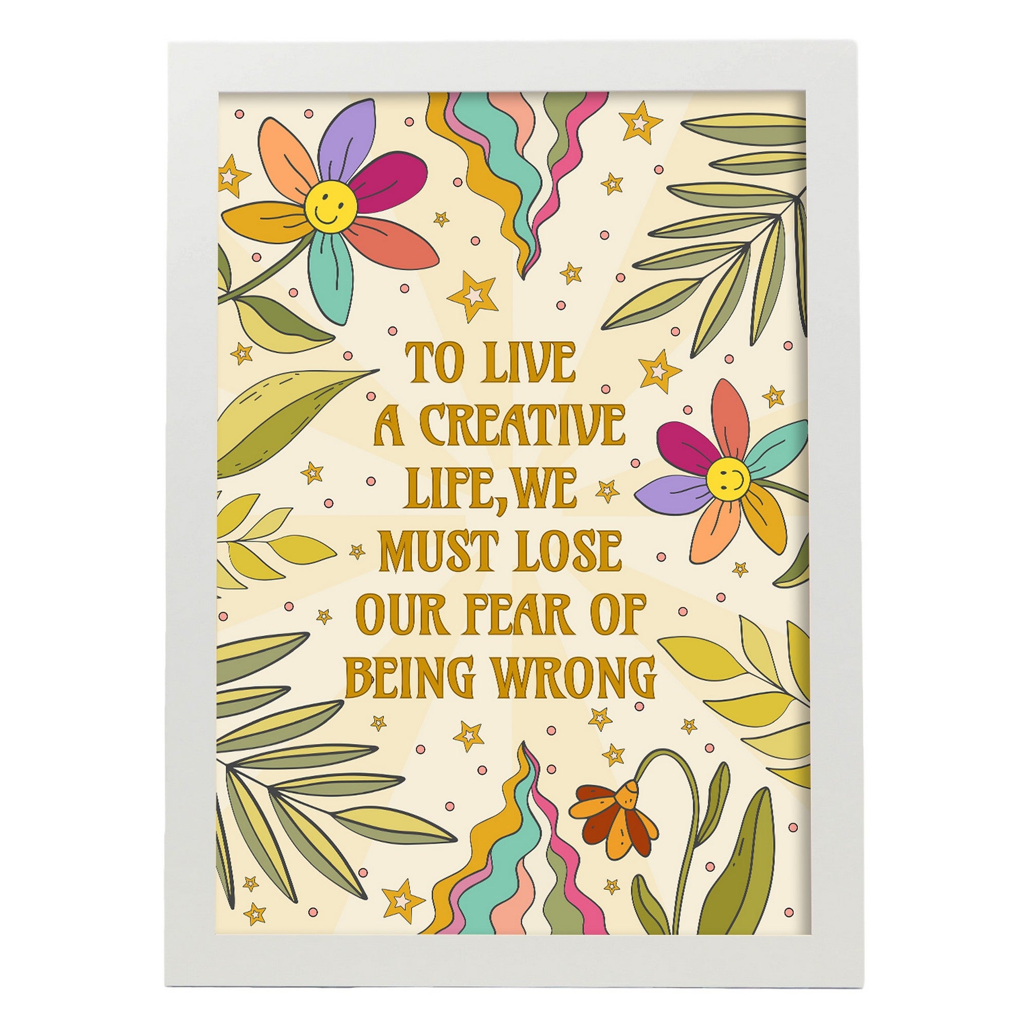 Affiche Vivre Une Vie Créative Tableaux Décoratifs Pour Votre Chambre À Coucher Foyer Impressions Esthétiques Pourconception A3 Avec Des Cadre Blanc - 2