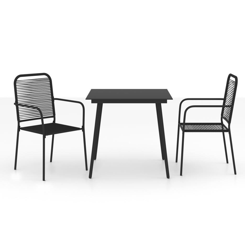 Maison Exclusive - Set da Pranzo da Esterni 3 pz in Corda di Cotone e Acciaio Nero - 2