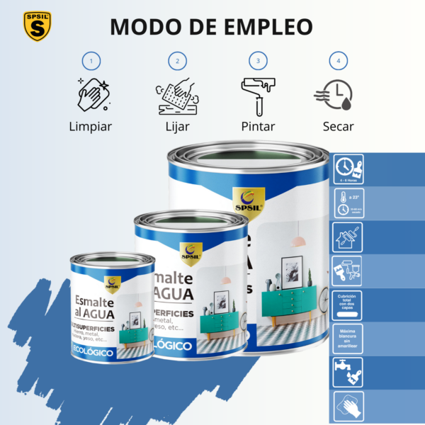 SPSIL Pintura Esmalte Ecológica al Agua Naranja Mate 375 ml - Para Muebles de Madera, Metal y Jardín - 2