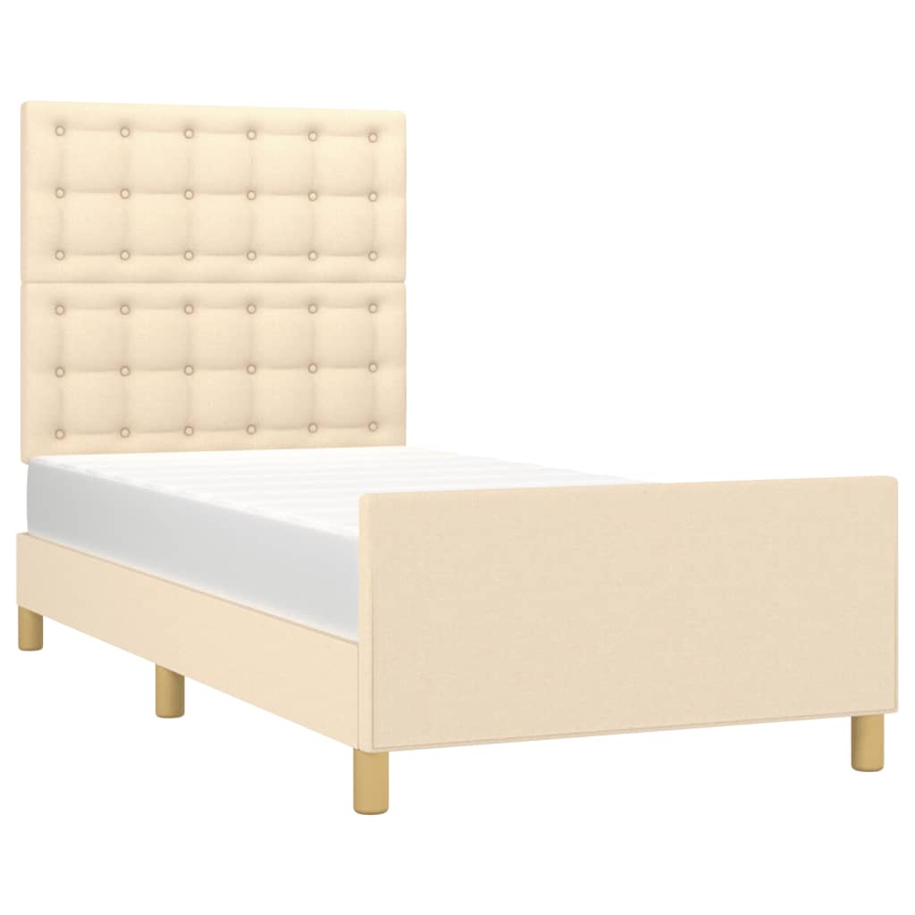 Cadre de lit sans matelas en tissu crème, pour la chambre, 100 × 200 cm - 3
