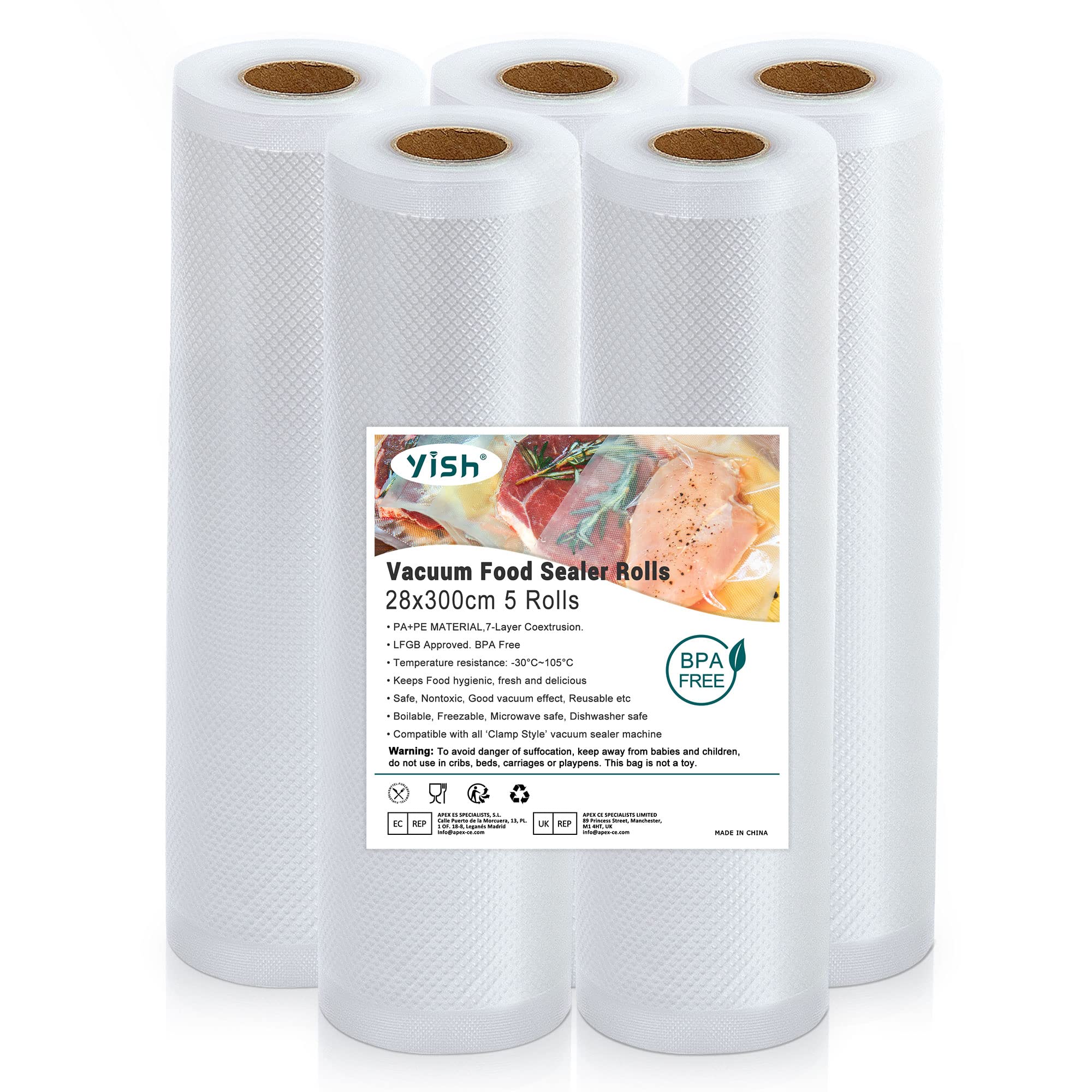 Vihoom Sacchetti Sottovuoto Alimenti 6 Rotoli, Sacchetti per Sottovuoto