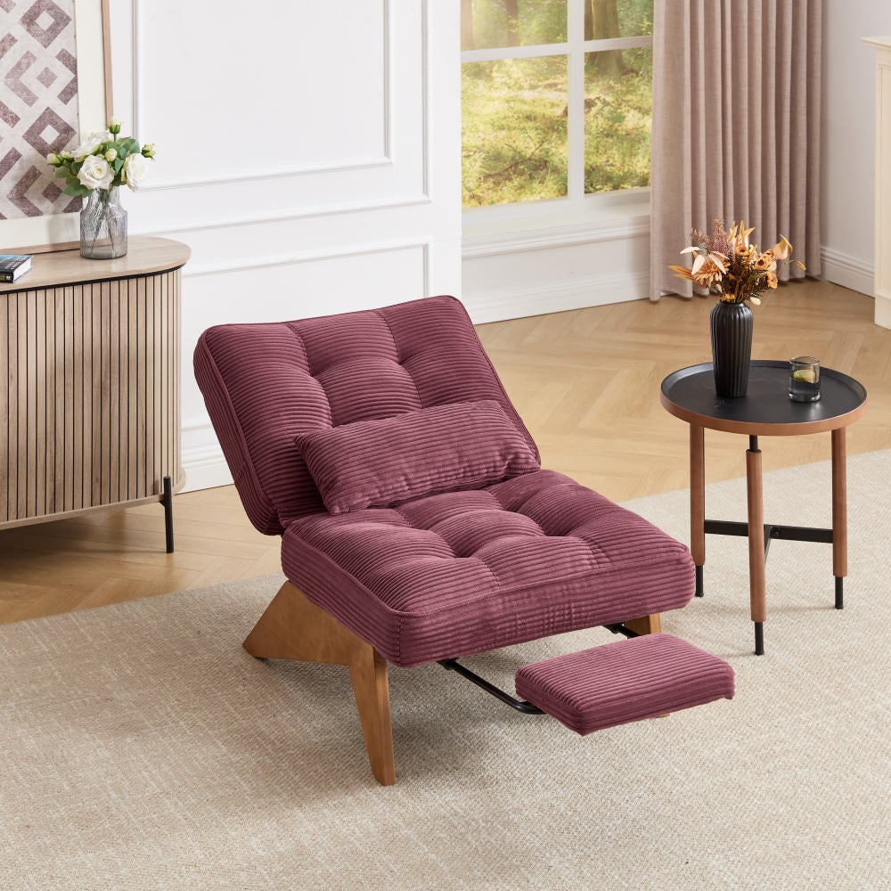 Fauteuil moderne inclinable avec dossier réglable, coussins confortables et cadre en bois robuste, idéal salon chambre bureau | Leroy Merlin