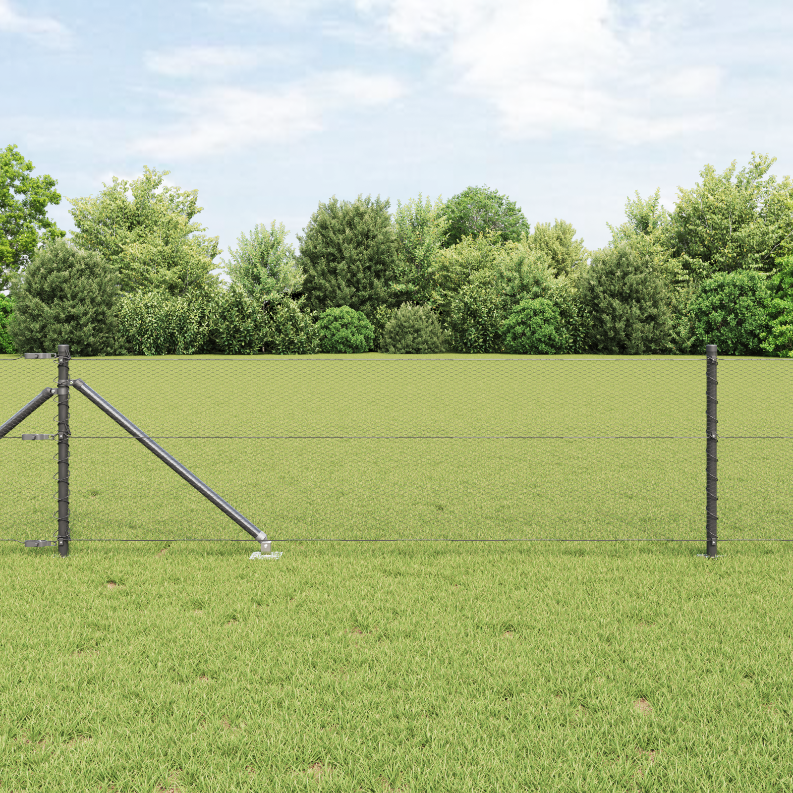 Słupek ogrodzeniowy. Szary 50 x 0,6 m (siatka 13 mm) Stal i PVC vidaXL