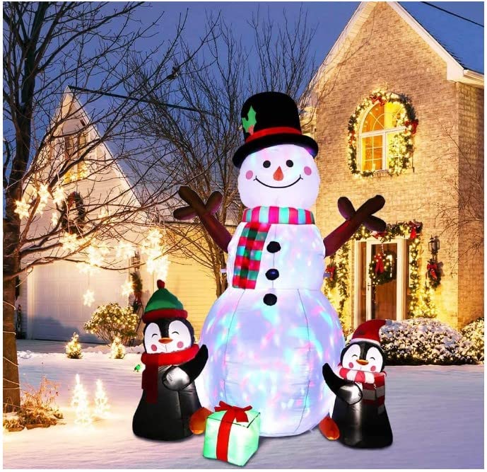 Pingouins gonflables de bonhomme de neige de noël de 180cm, grandes décorations de noël en plein air avec lumières LED, décorations de jardin - 6