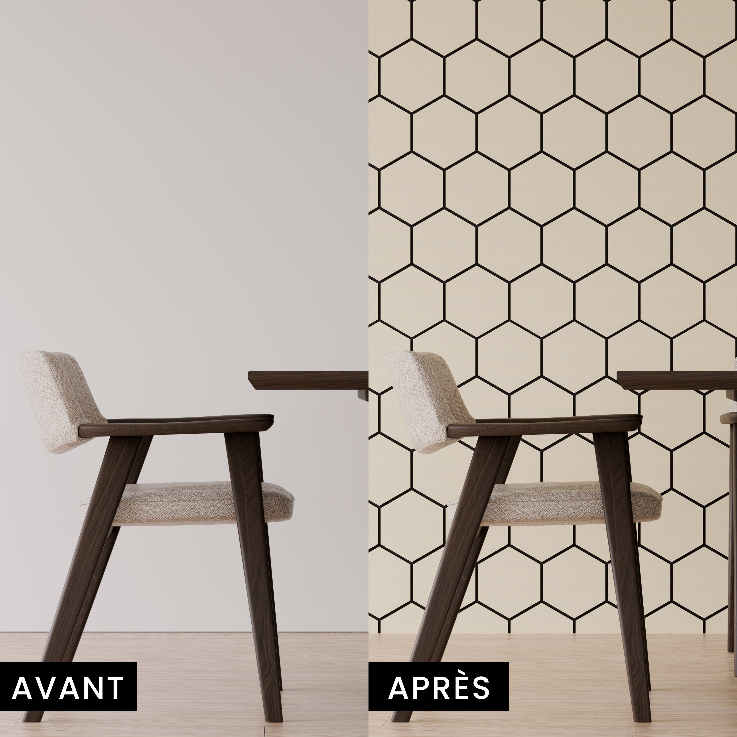 Lot de 5 - Panneau Hexagonal Acoustique Chêne – 69,3×56,7 cm – ep 18 mm - 5