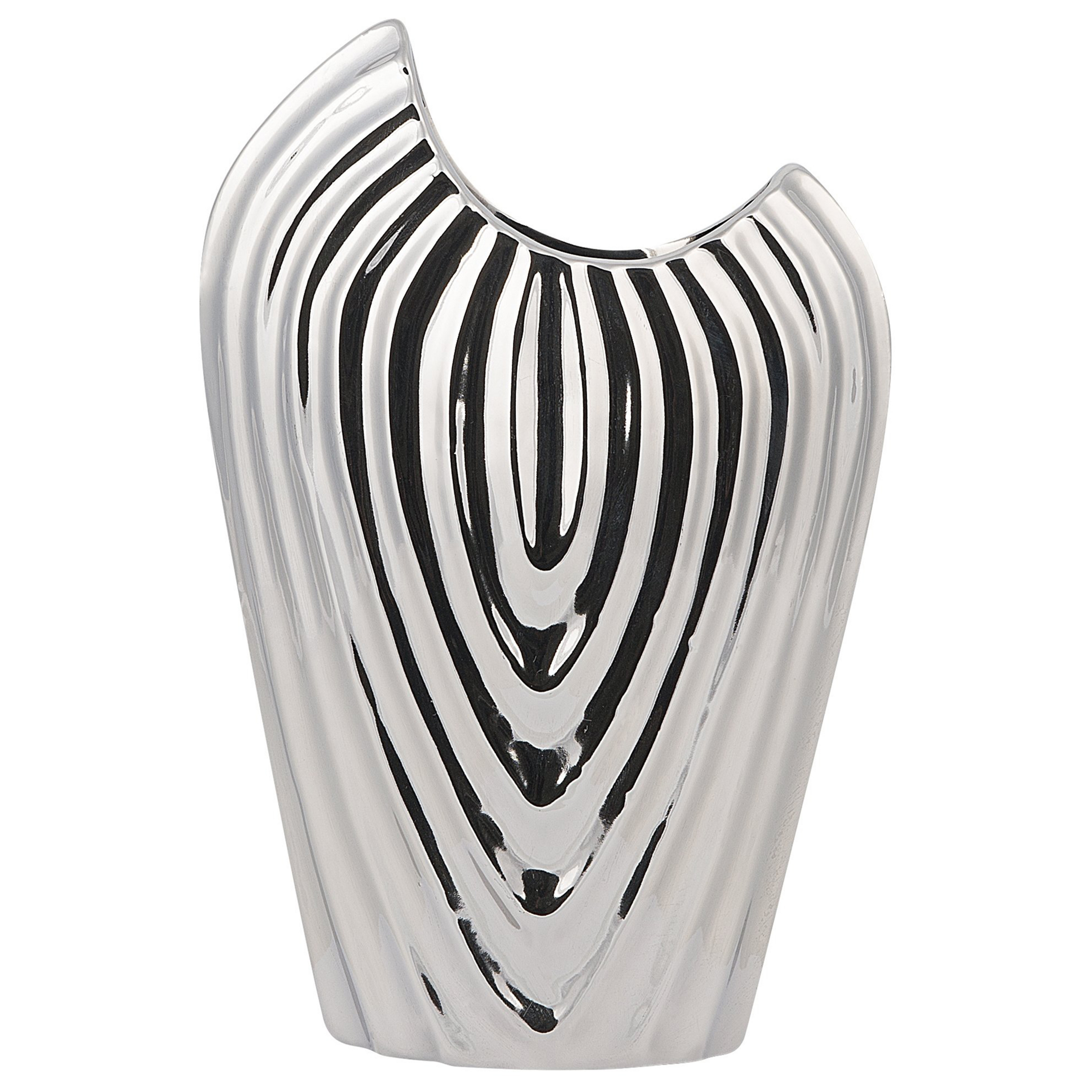 Vase décoratif ECETRA Grès 26 cm Argenté - 6