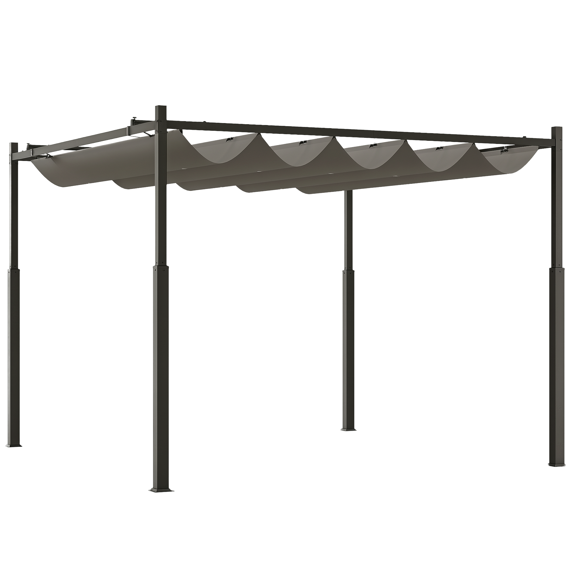 Wolnostojąca pergola tarasowa o wymiarach ok. 3x3 m z dachem przesuwnym, podkładką magnetyczną, słupkami odpornymi na promieniowanie UV 8 cm