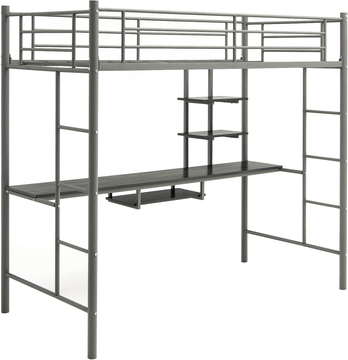Cama Alta De Metal Con Escritorio Multiusos 2 En 1 Con Estaci n De cama-alta-de-metal-con-escritorio-multiusos-2-en-1-con-estaci-n-de