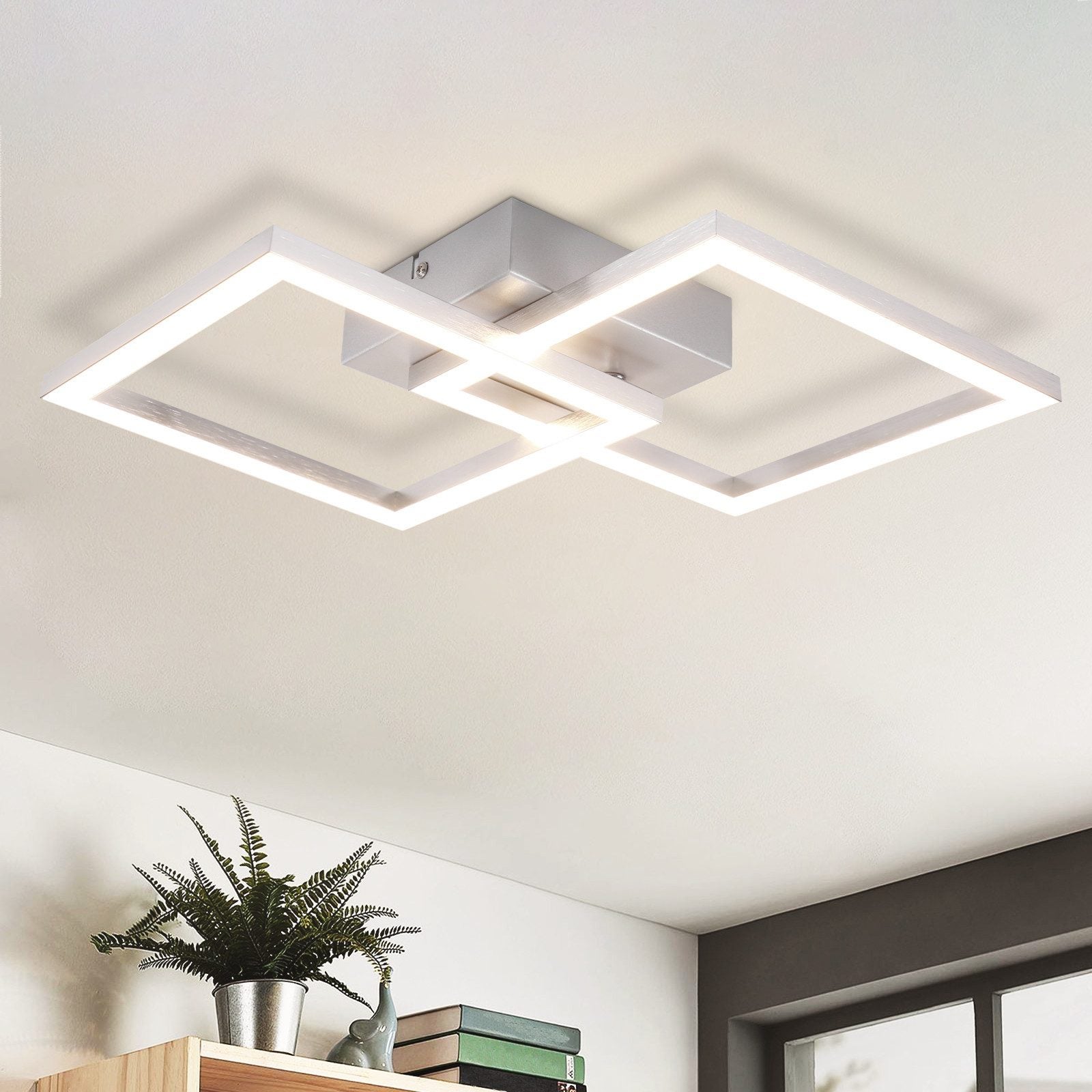 ZMH Nowoczesna lampa sufitowa LED do salonu, 2 płomienie, 24W, lampa sufitowa do sypialni/korytarza