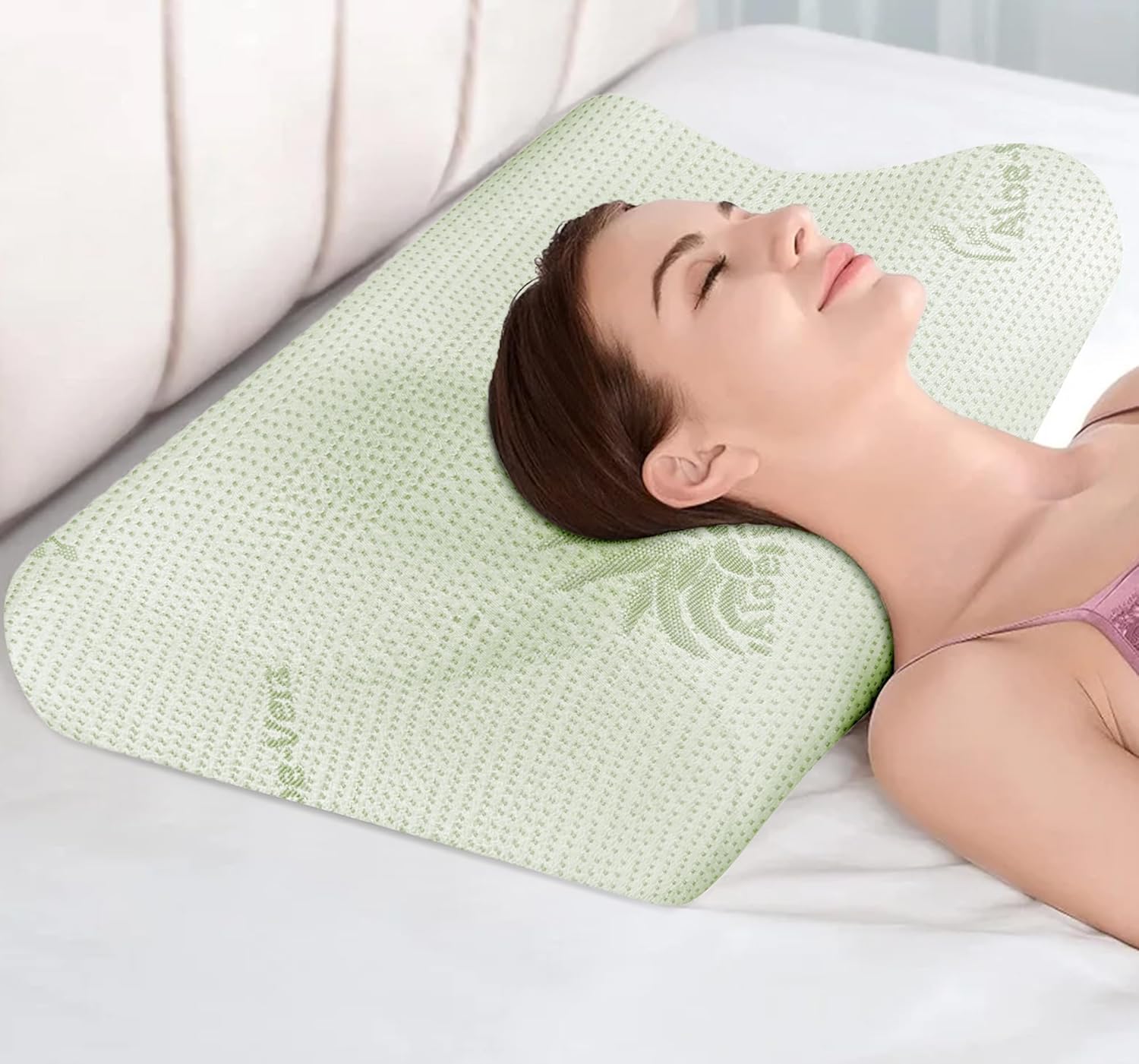 Cuscino in Memory Foam Aloe Vera Guanciale Ortopedico Ergonomico  Traspirante Anti Russamento Sfoderabile Supporto Cervicale  DoppiaOnda40x70Cm | Leroy Merlin