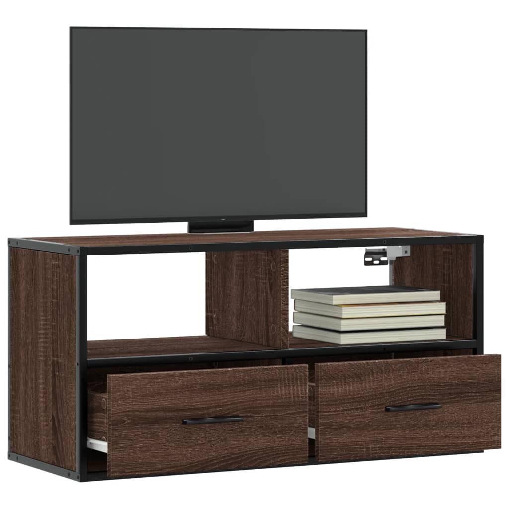 Maison Exclusive Mueble TV Madera Ingenier a Y Metal Marr n Roble maison-exclusive-mueble-tv-madera-ingenier-a-y-metal-marr-n-roble