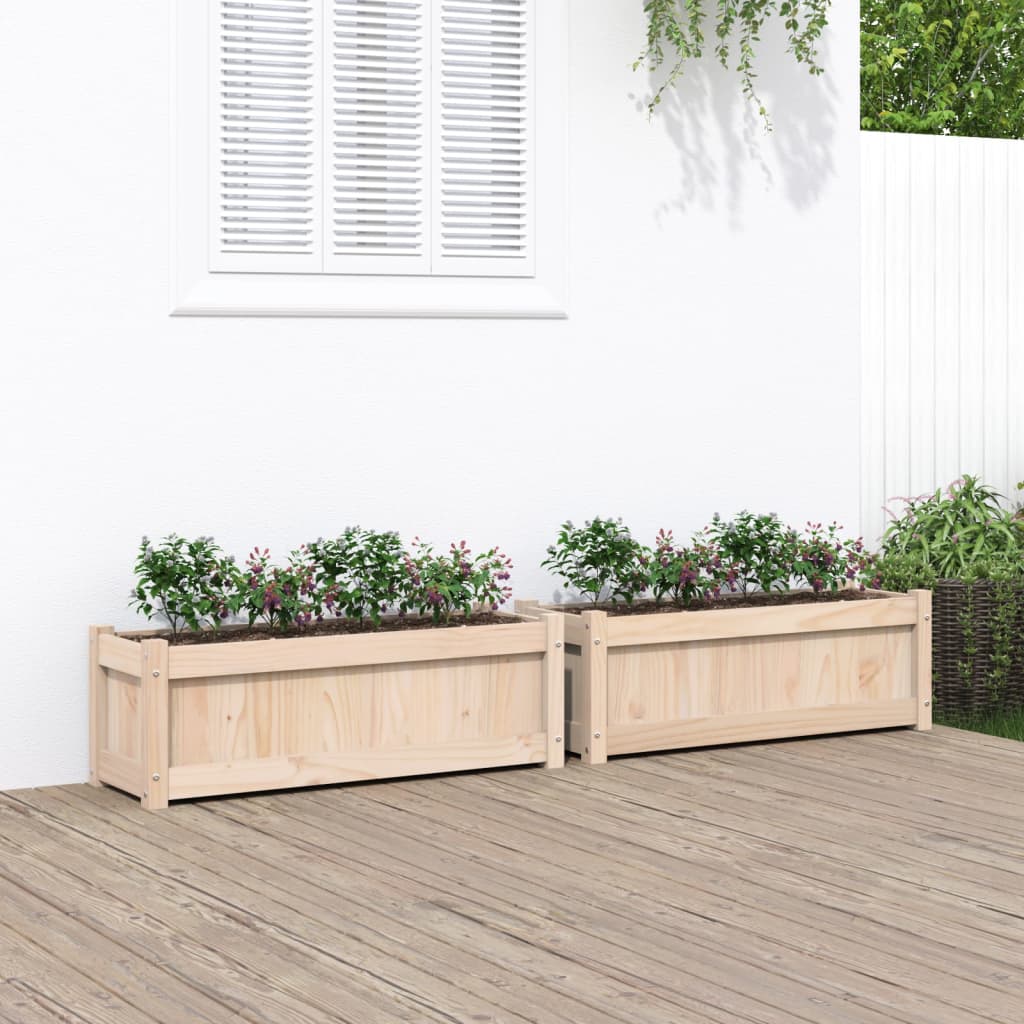 Lot de 2 Jardinières - Bac à Fleurs - Pot De Fleurs bois de pin massif n2219l - 2