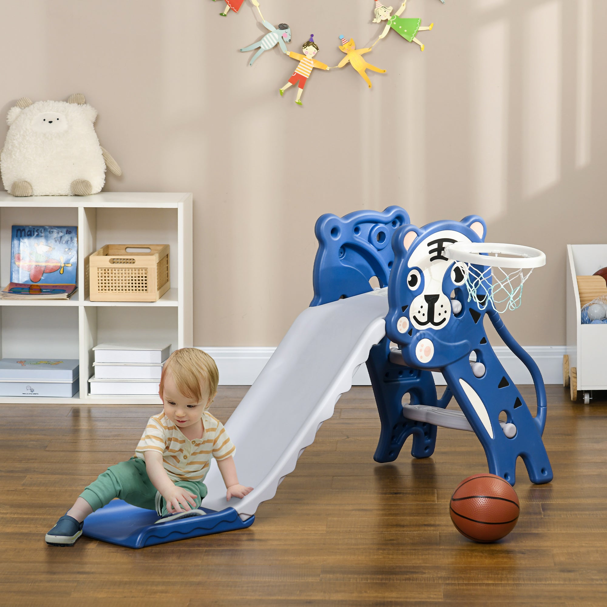 Scivolo per bambini, scivolo per interni, con canestro da basket, tema ...