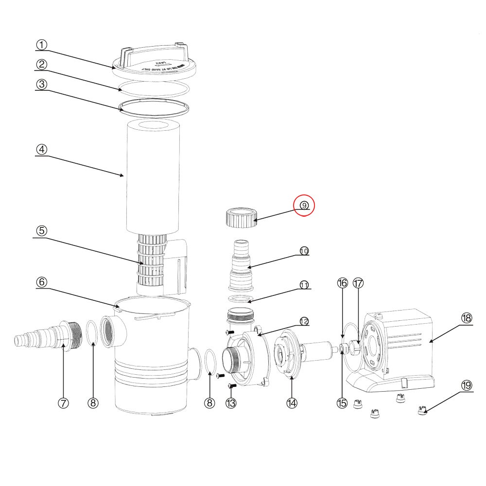 Pièce détachée: SunSun CPP-10000F Pompe de Piscine Vis - 3