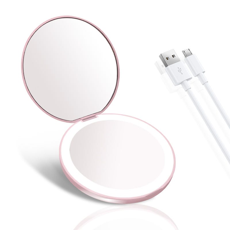 Kintion Specchio tascabile, compatto a batteria, specchio da viaggio portatile a LED, pieghevole, portatile, da borsa, regalo da donna, rosa Kintion Specchio tascabile, compatto a batteria, specchio da viaggio portatile a LED, pieghevole, portatile, da borsa, regalo da donna, rosa