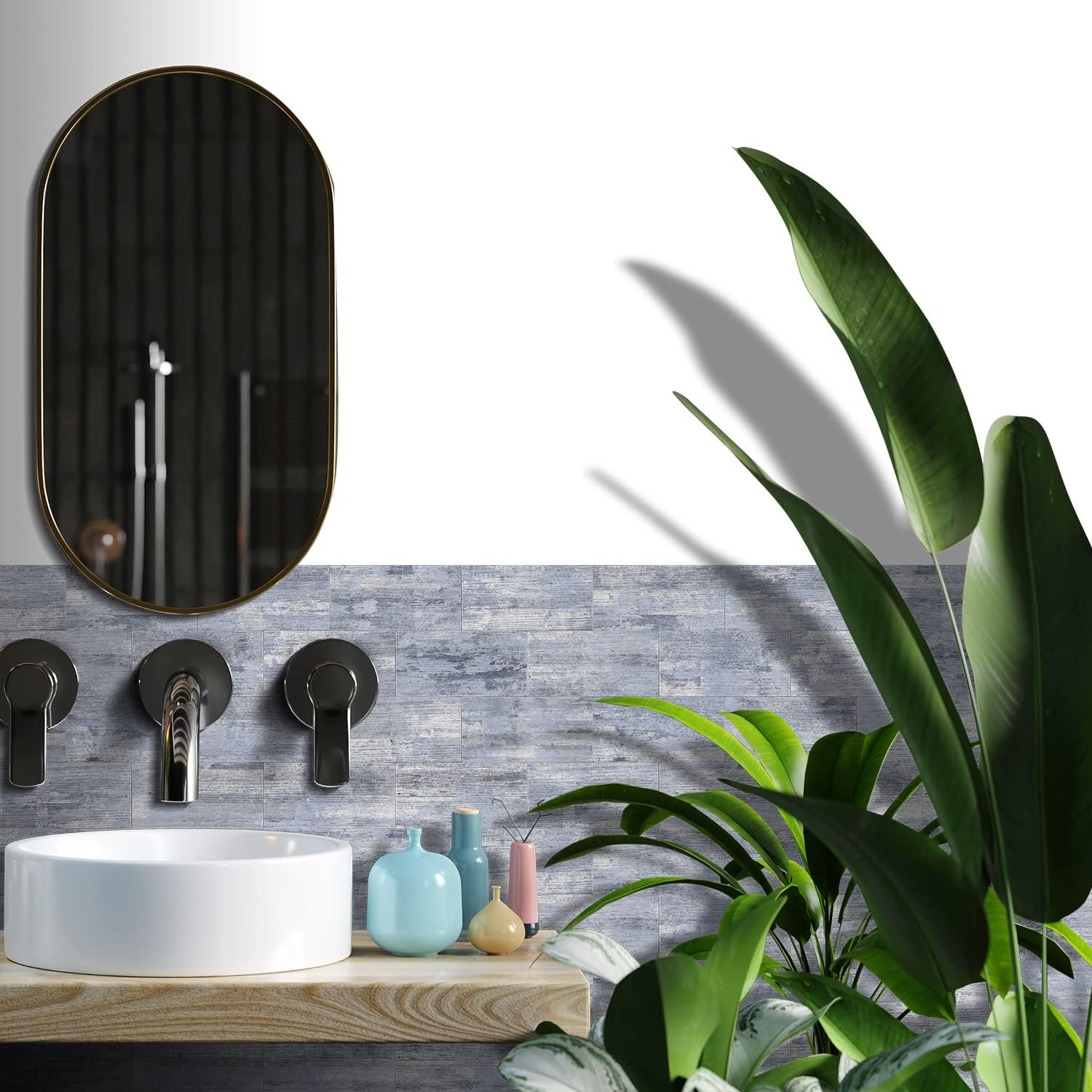 Rivestimento Adesivo 3D Grigio Chiaro Imitazione Marmo - Set di 16 Pannelli Impermeabili e Resistente all'Umidità per Cucina & Bagno - 5