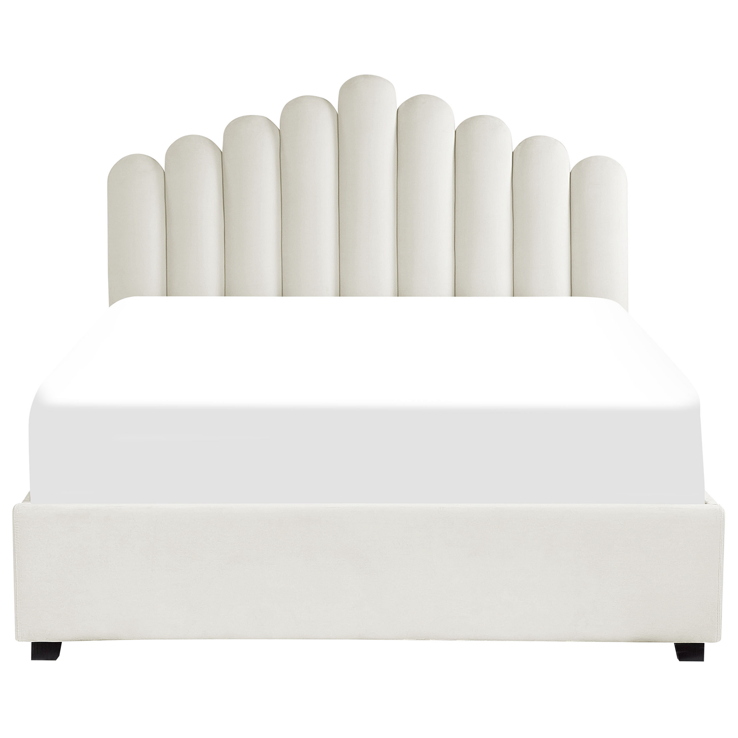 Letto contenitore Velluto VINCENNES 160 x 200 cm Bianco sporco - 6