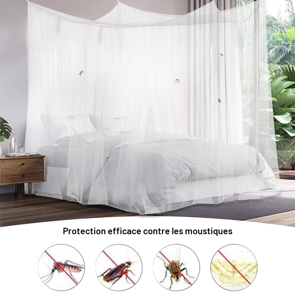 Moustiquaire lit 200x200x220,Moustiquaire lit 2 Places,Moustiquaire Rectangulaire,Mailles Fines et durables - pour lamaison et Le Camping - 4