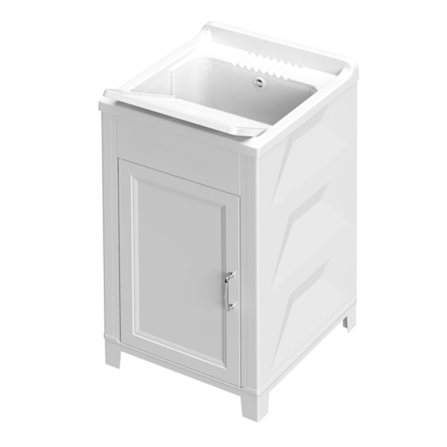 Bac à laver avec meuble économie de place en PVC blanc 55x35 cm