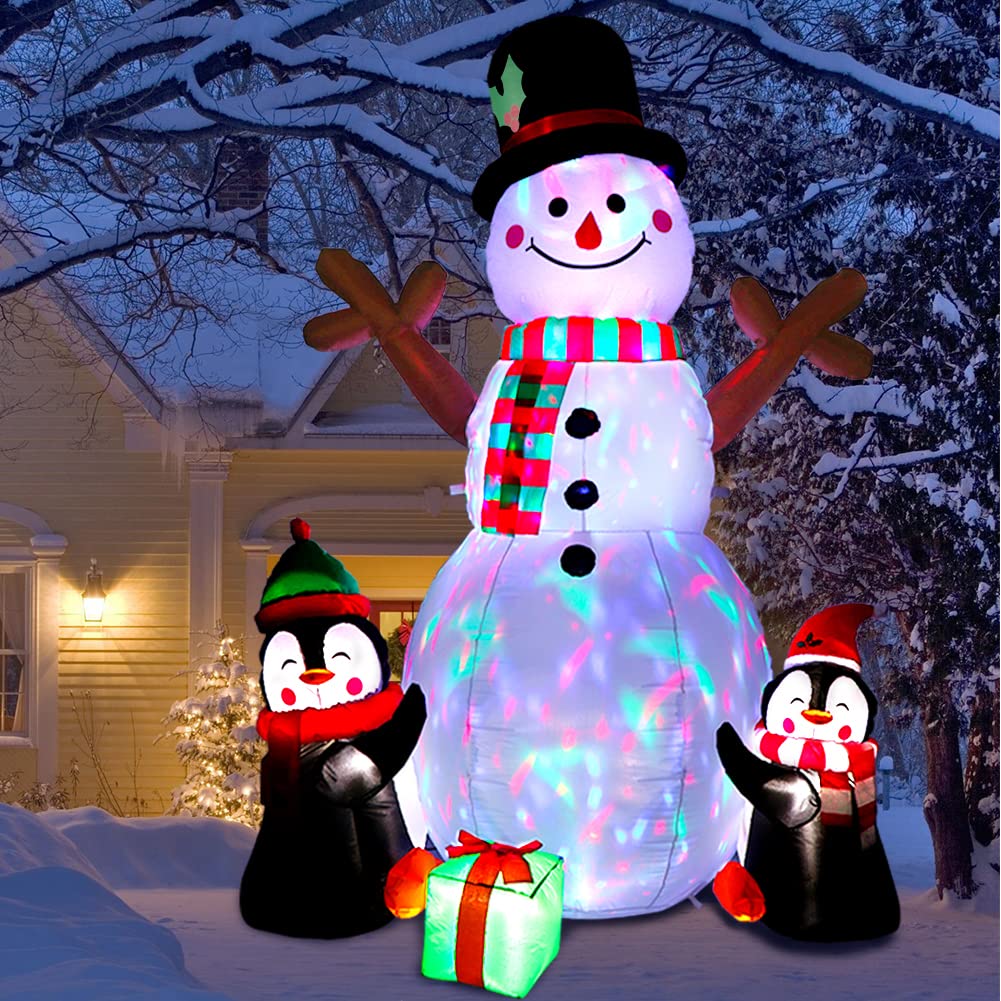 Pingouins gonflables de bonhomme de neige de noël de 180cm, grandes décorations de noël en plein air avec lumières LED, décorations de jardin - 5