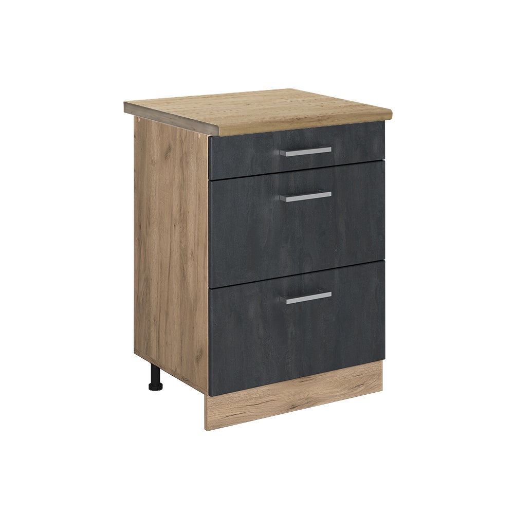 Vicco Szafka dolna do kuchni R-Line, Czarny beton, 60 cm BP Dąb
