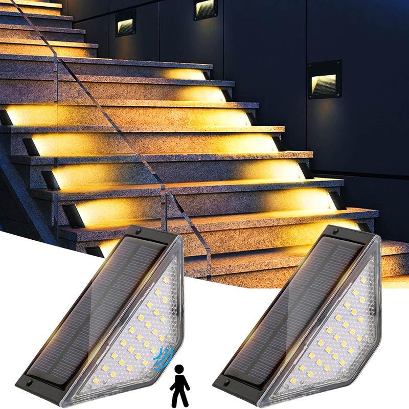 2 lampy solarne LED do oświetlenia schodów i tarasów, wodoodporne